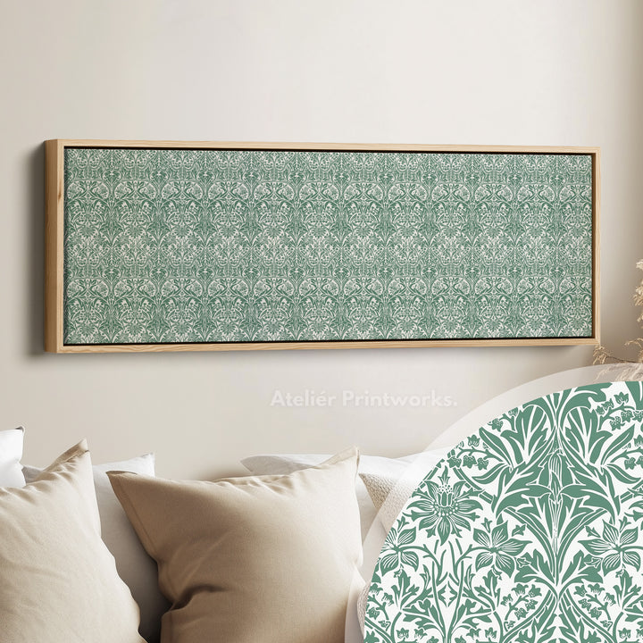 Panoramische wanddecoratie groen & wit William Morris