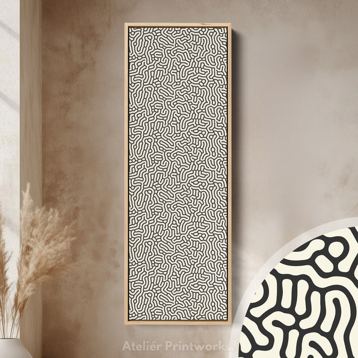 Minimalist Beige & Black Abstract Pattern Vertical Wall Decor