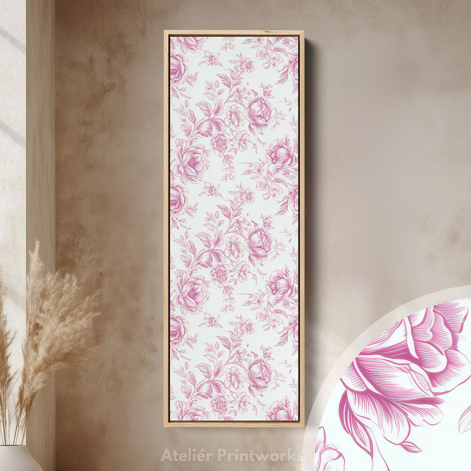 Vertical Floral Long Wall Art Pink Peonies