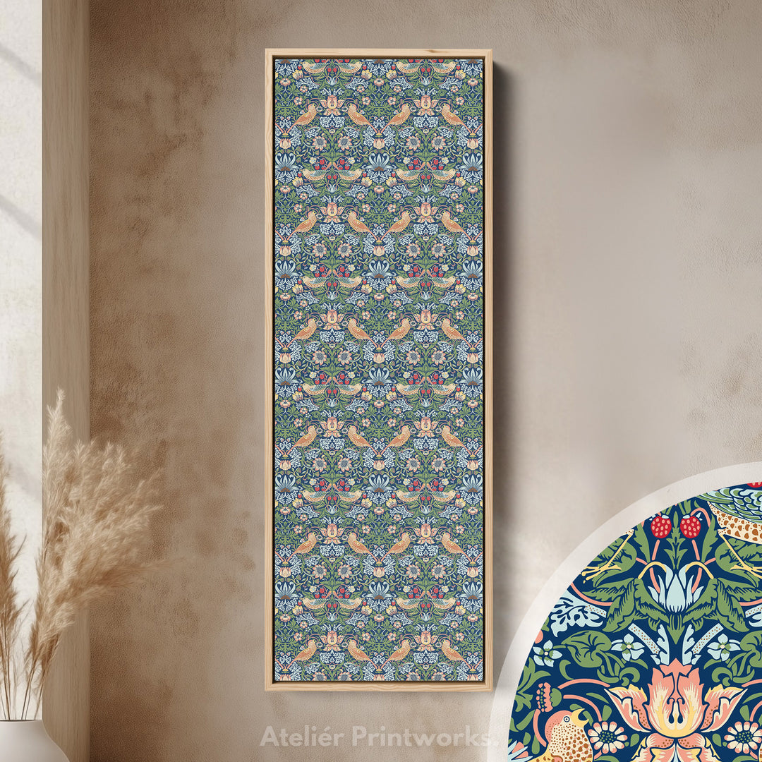 William Morris Strawberry Thief Blue Vertical Long Wall Art