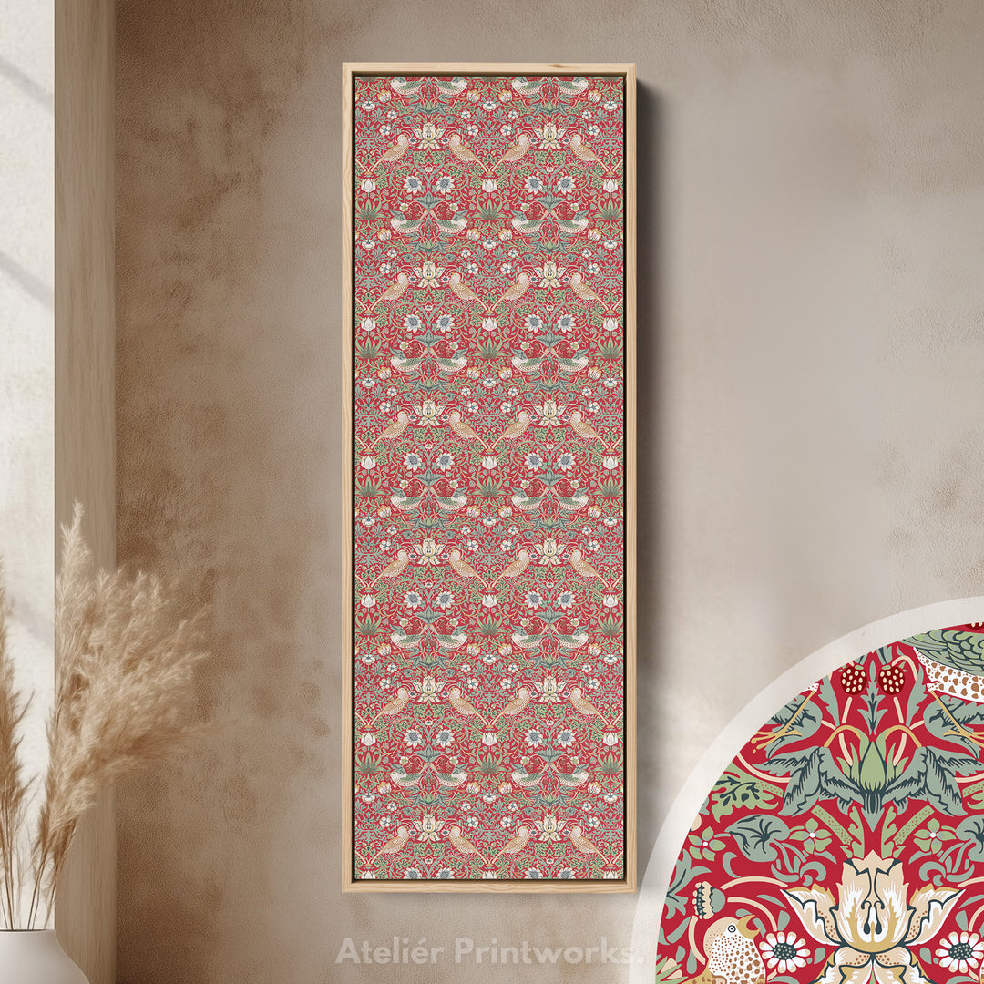 William Morris Strawberry Thief Red Vertical Long Wall Art