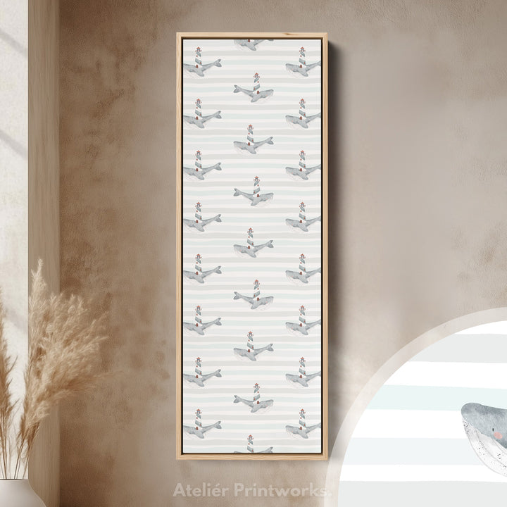 Vertical Kids Room Wall Decor Whales & Lighthouses