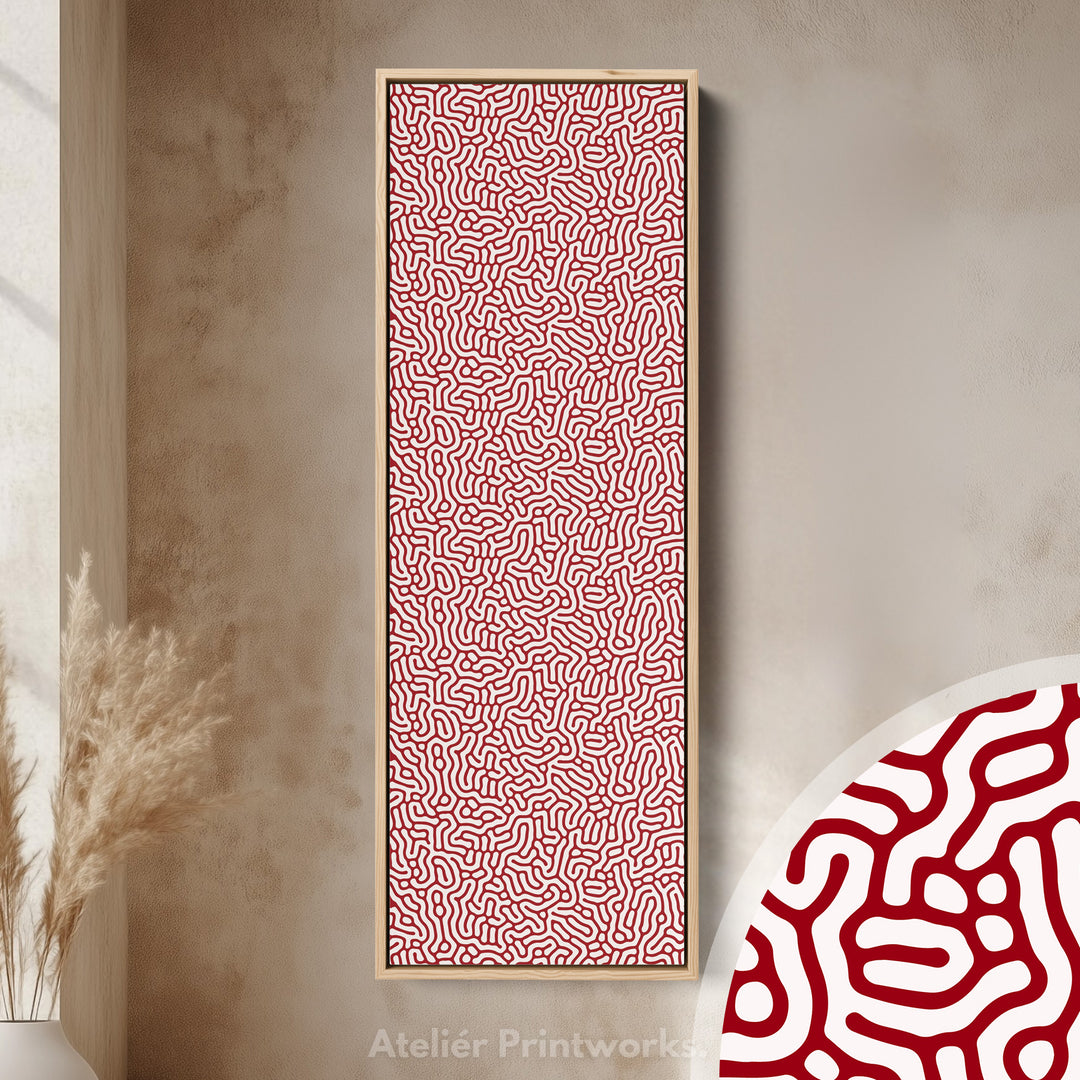 Art mural vertical long motif rouge et blanc