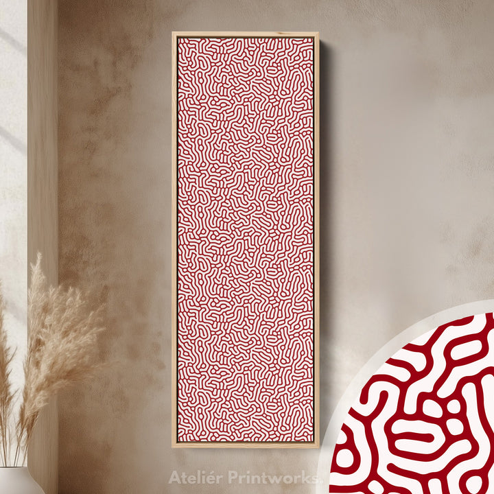Art mural vertical long motif rouge et blanc