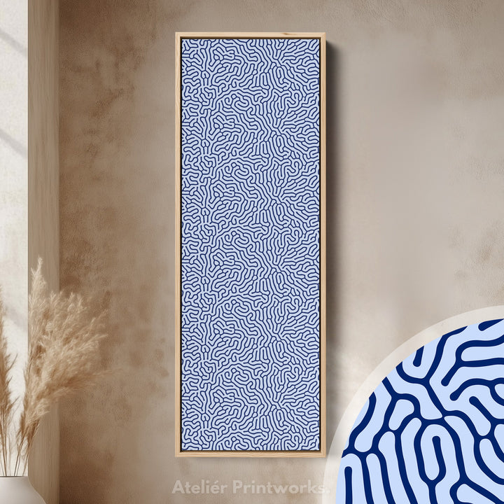 Dark & Light Blue Wriggly Vertical Narrow Wall Art