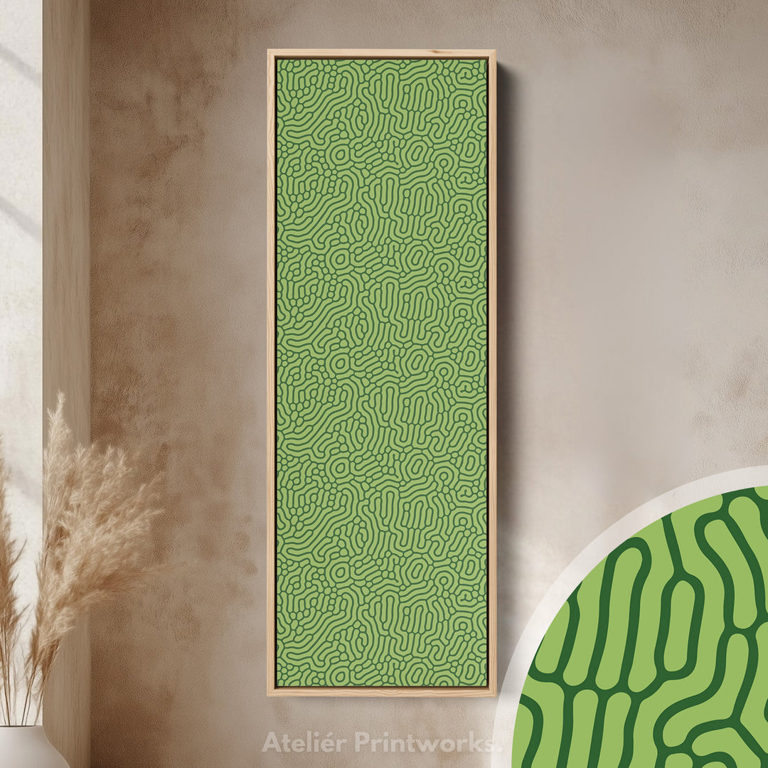 Dark & Light Green Wriggly Vertical Narrow Wall Art