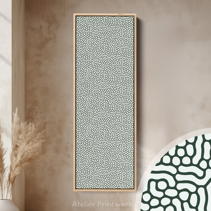 Green & White Wriggly Vertical Narrow Wall Art