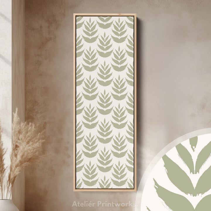 Long Tall Narrow Wall Art Boho Green Leaves