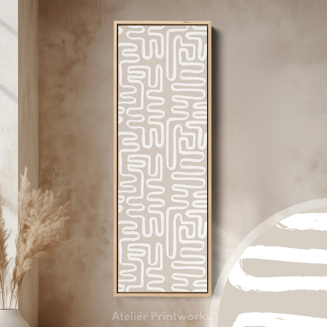Boho Zen Beige Geometric Tall Skinny Wall Art
