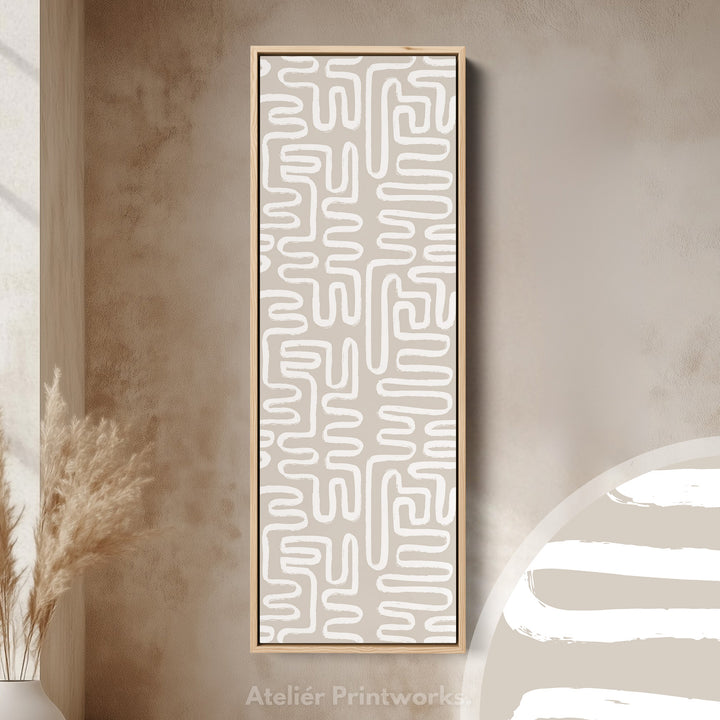 Boho Zen Beige Geometric Tall Skinny Wall Art