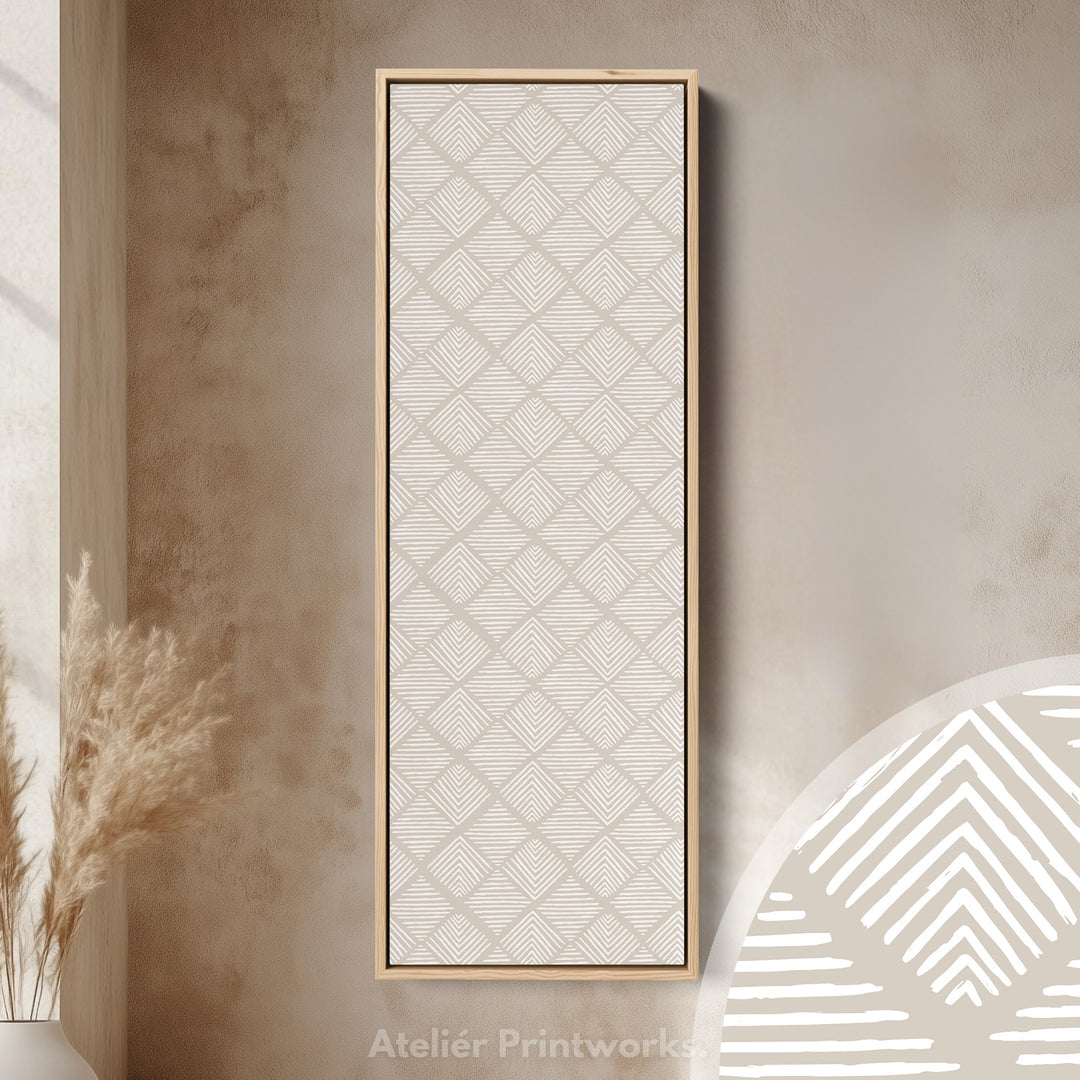 Vertical Wall Art Beige Geometric Pattern