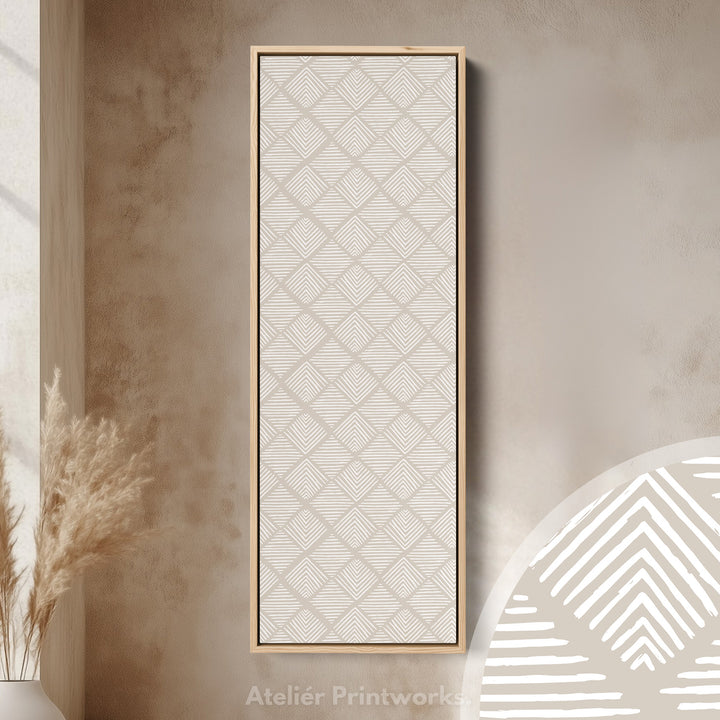 Vertical Wall Art Beige Geometric Pattern