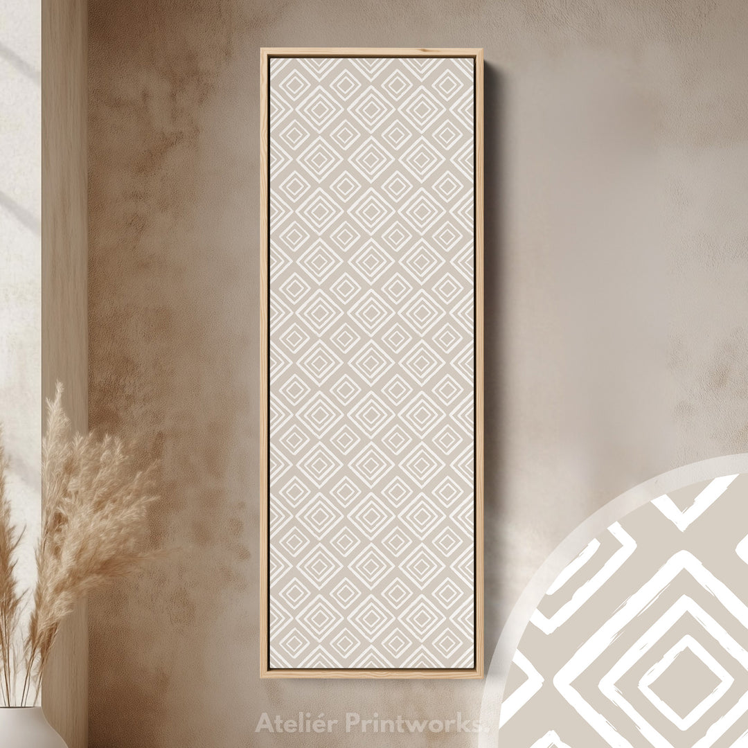 Vertical Bedroom Wall Decor Beige Geometric Pattern