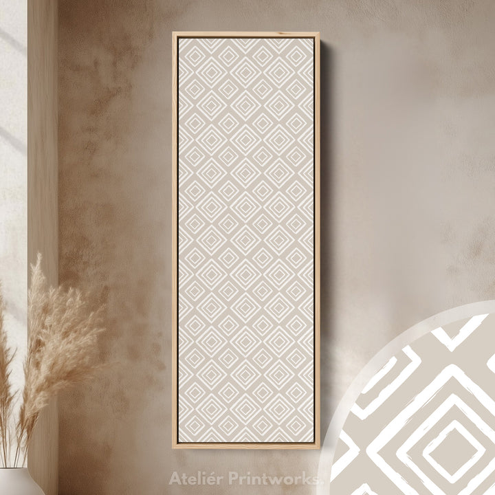 Vertical Bedroom Wall Decor Beige Geometric Pattern