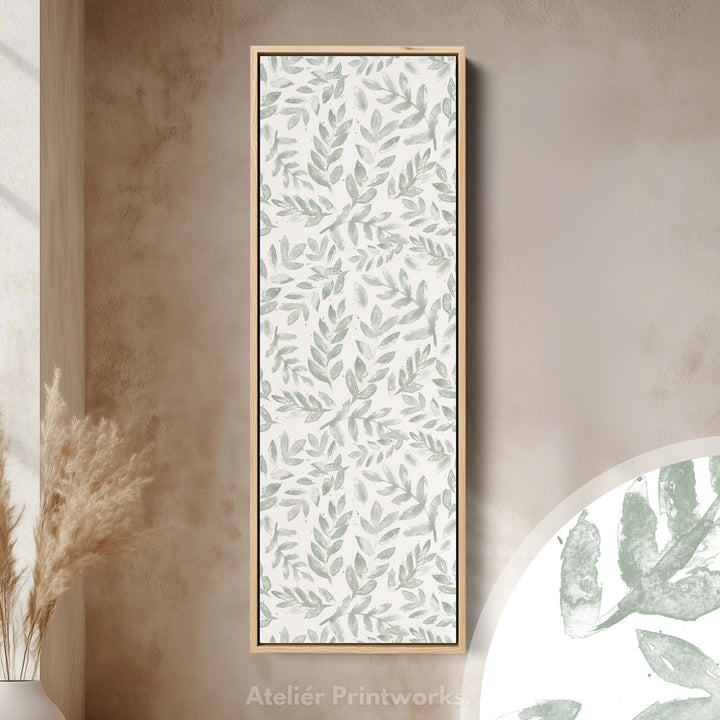Sage Green Botanical Tall Narrow Vertical Framed Wall Decor