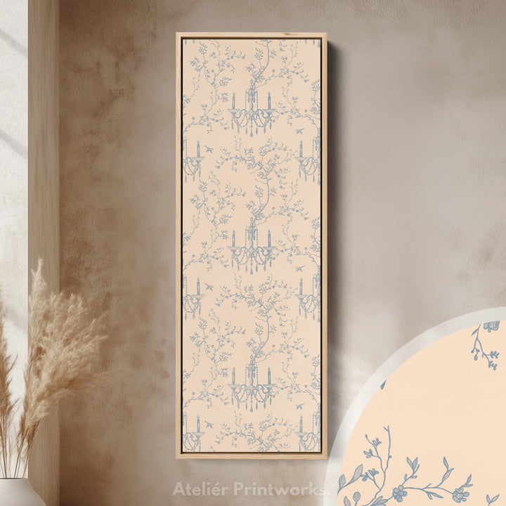 Vintage Blue & Beige Secret Garden Narrow Wall Art