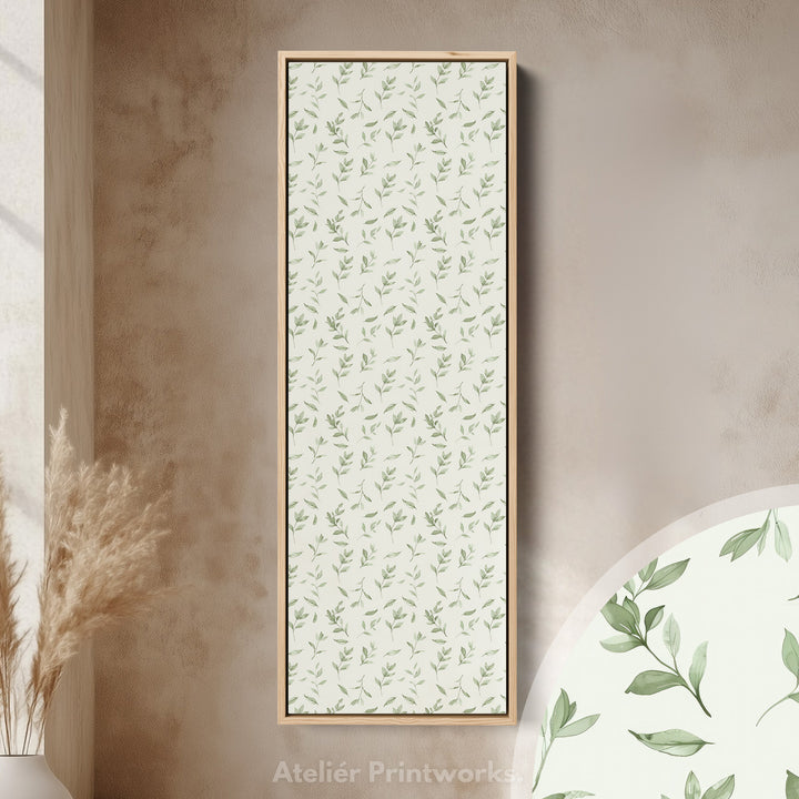 Vertical Wall Decor Green Floral Framed Canvas