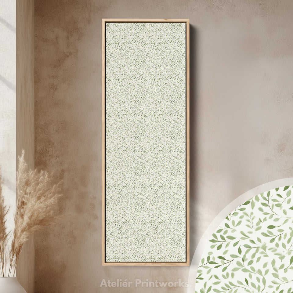 Décoration murale longue botanique blanche et verte grande pour chambre