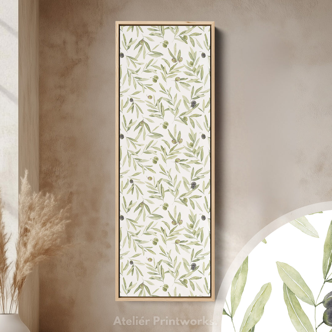 Vertical Kitchen Wall Decor Olive Leaves Long Narrow