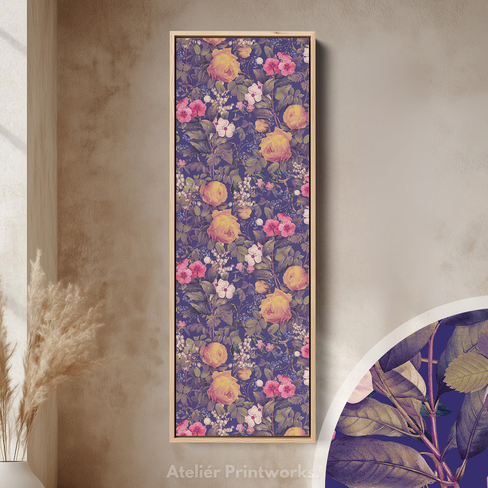 Vertical Wall Art Yellow Roses Botanical Canvas For Living Room