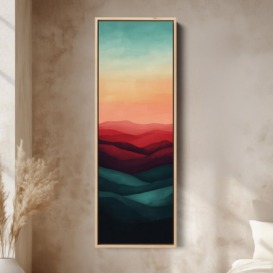 Minimalistische Zonsondergang Verticale Lange Muurkunst