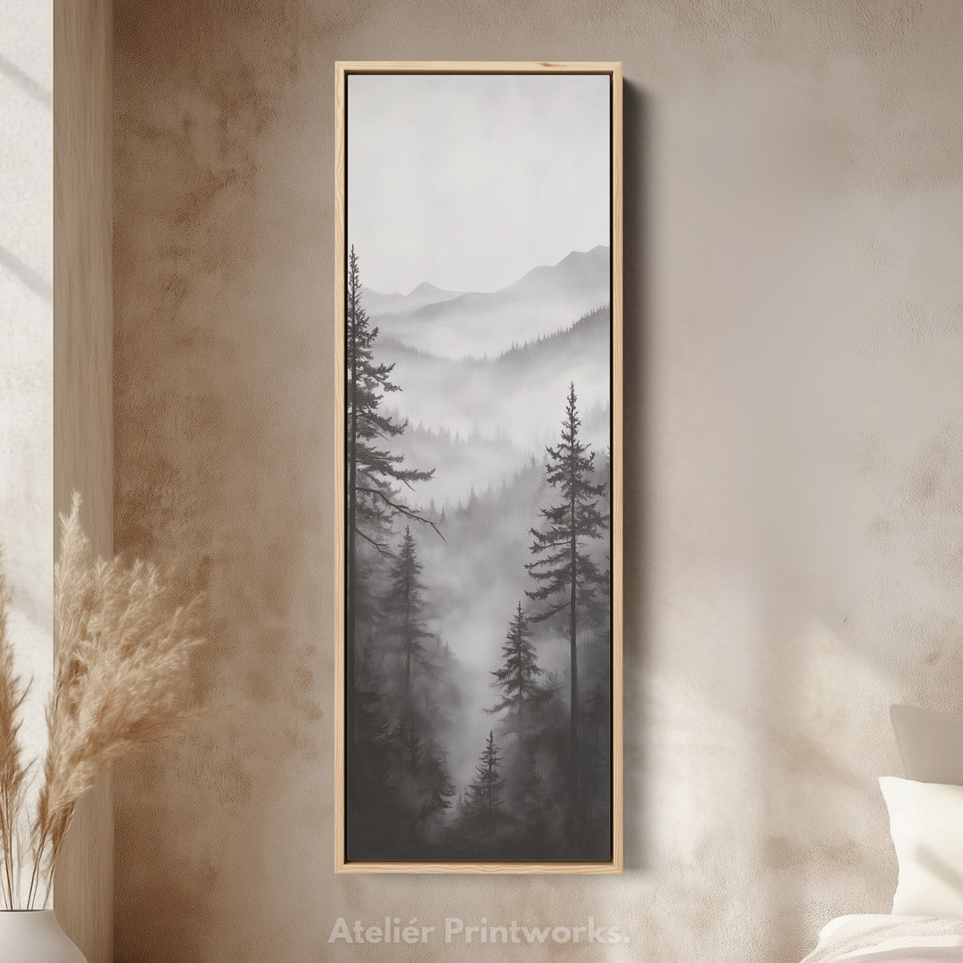 Neutrale Bos Lange Verticale Muurkunst