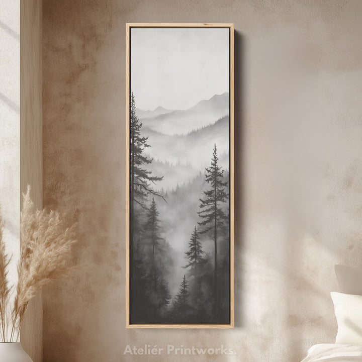 Neutrale Bos Lange Verticale Muurkunst