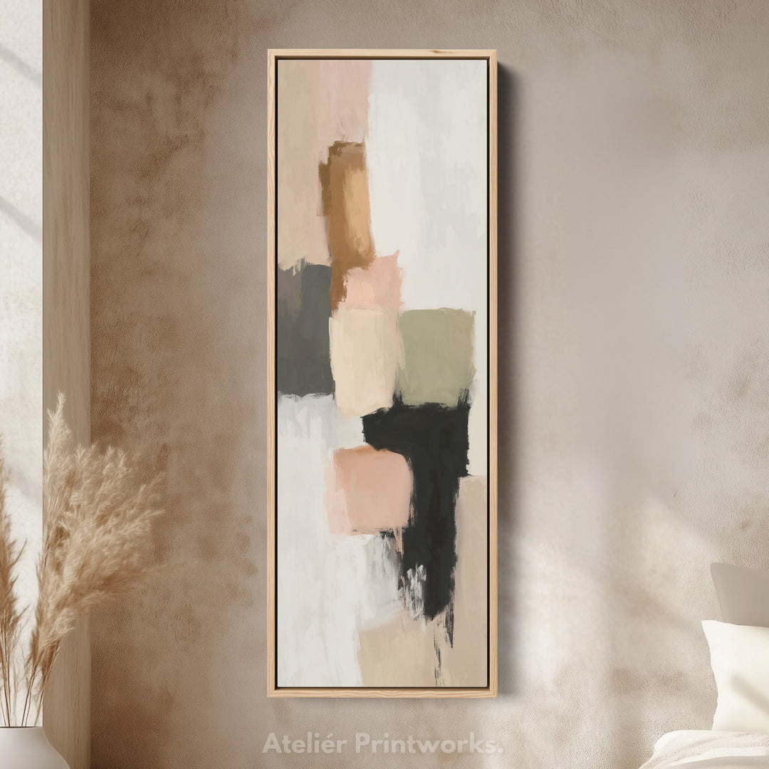 Minimalist Neutral Beige Abstract Vertical Wall Decor