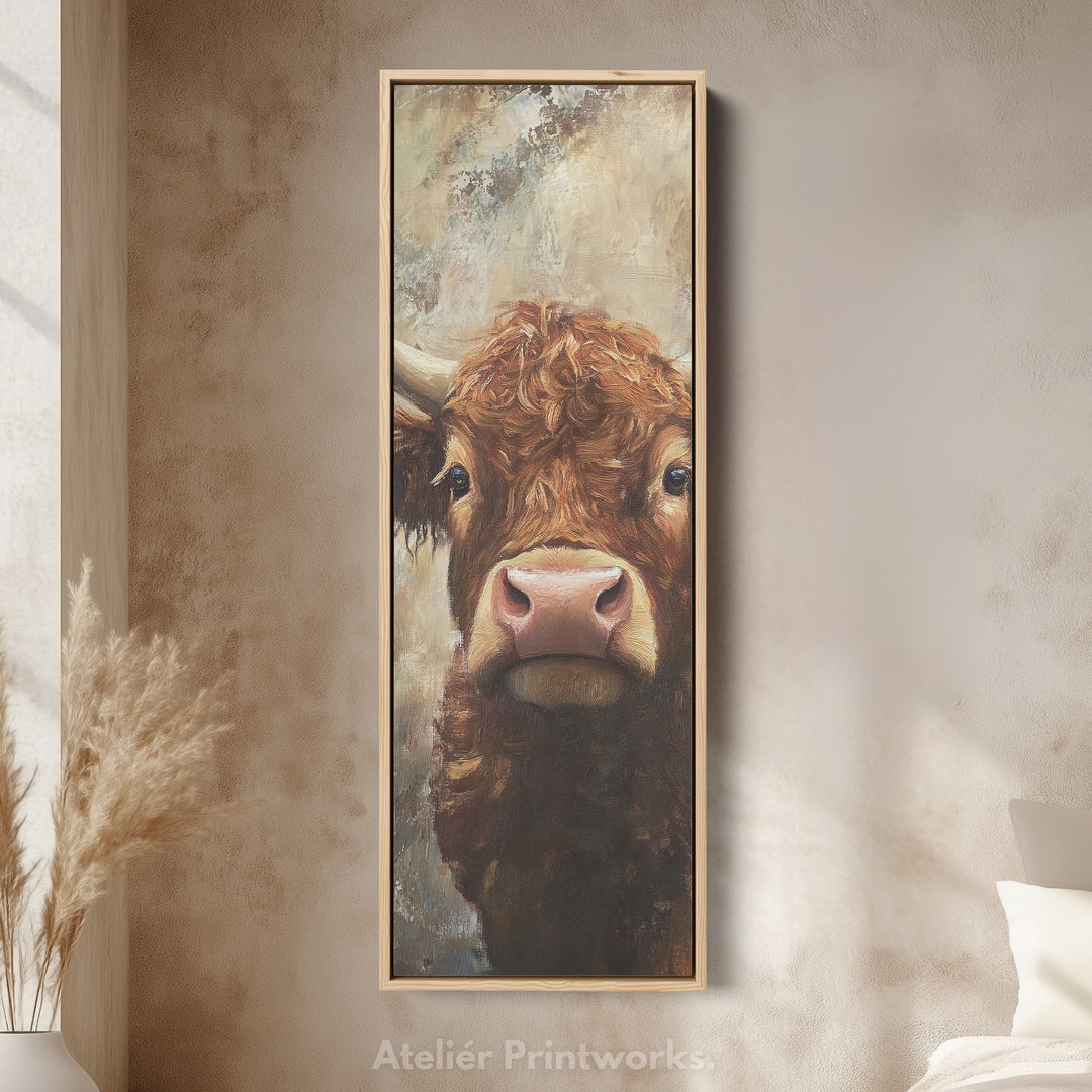 Highland Cow Vertical Wall Art Tall Skinny Artwork