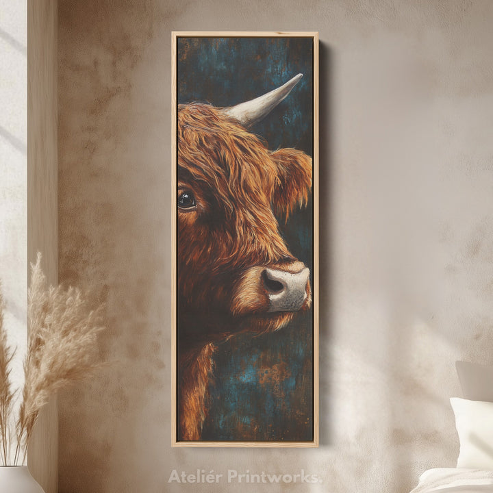Highland Cow Picture Vertical Wall Art Tall Narrow Artwork