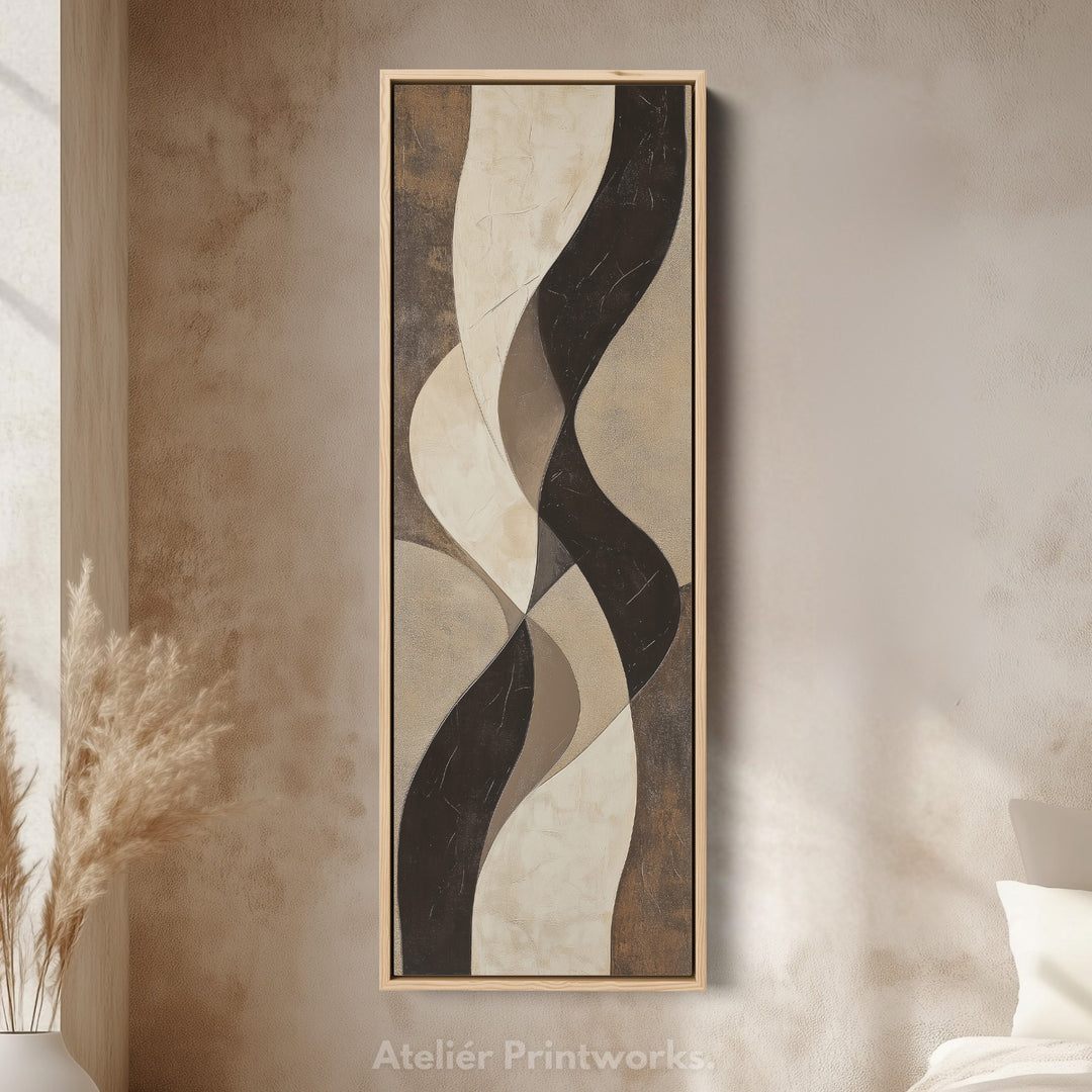 Minimalist Abstract Curves and Textures Long Vertical Wall Art