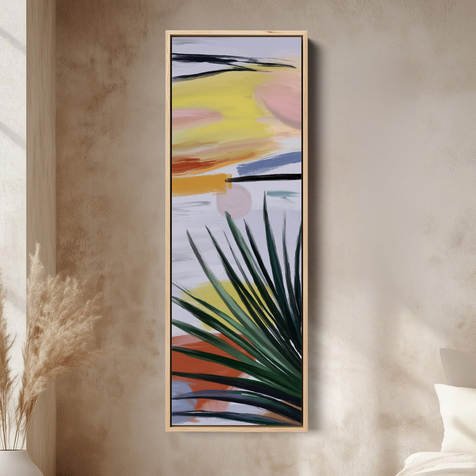 Art mural vertical abstrait, coucher de soleil