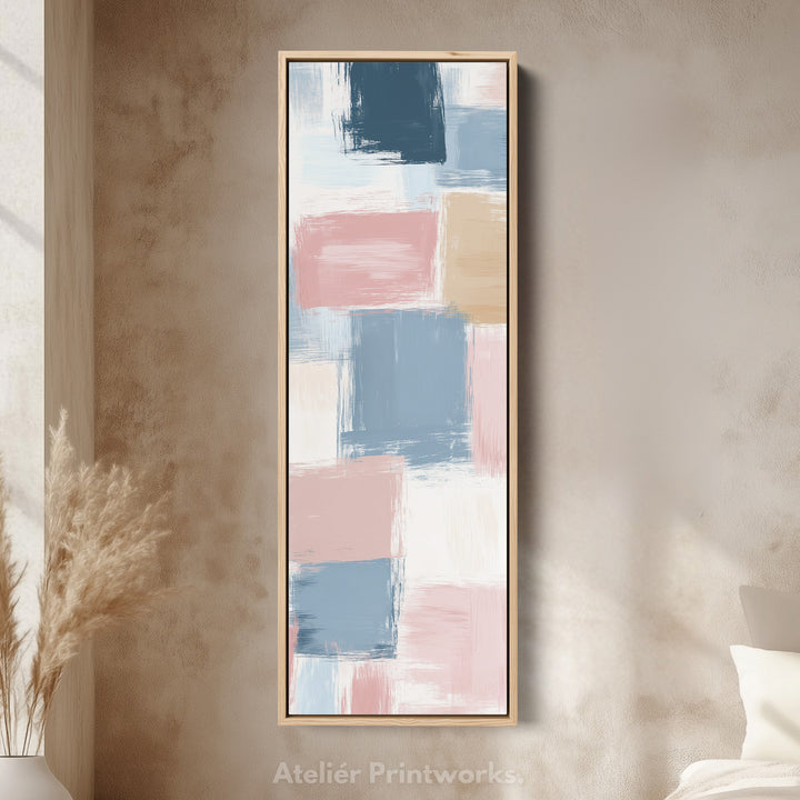 Tall Vertical Pastel Color Block Abstract Long Narrow Wall Art