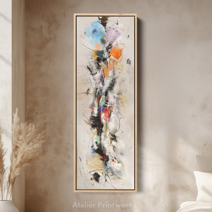 Long Narrow Vertical Colourful Abstract Large Canvas Wall Art