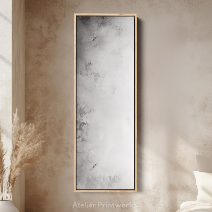 Large Framed Canvas Picture - Vertical Grey & White Abstract