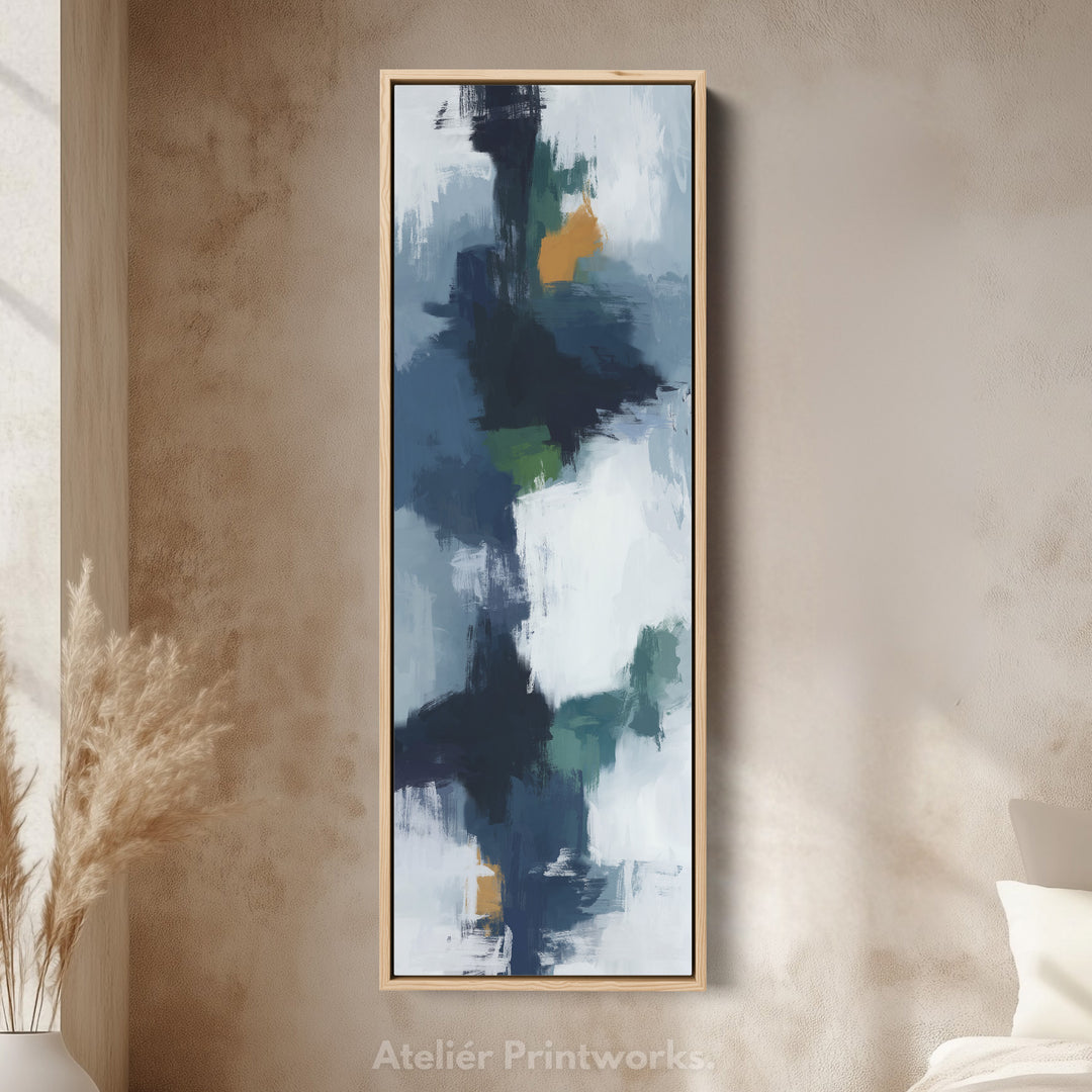 Vertical Wall Art Navy Green Long Vertical Canvas For Hallway