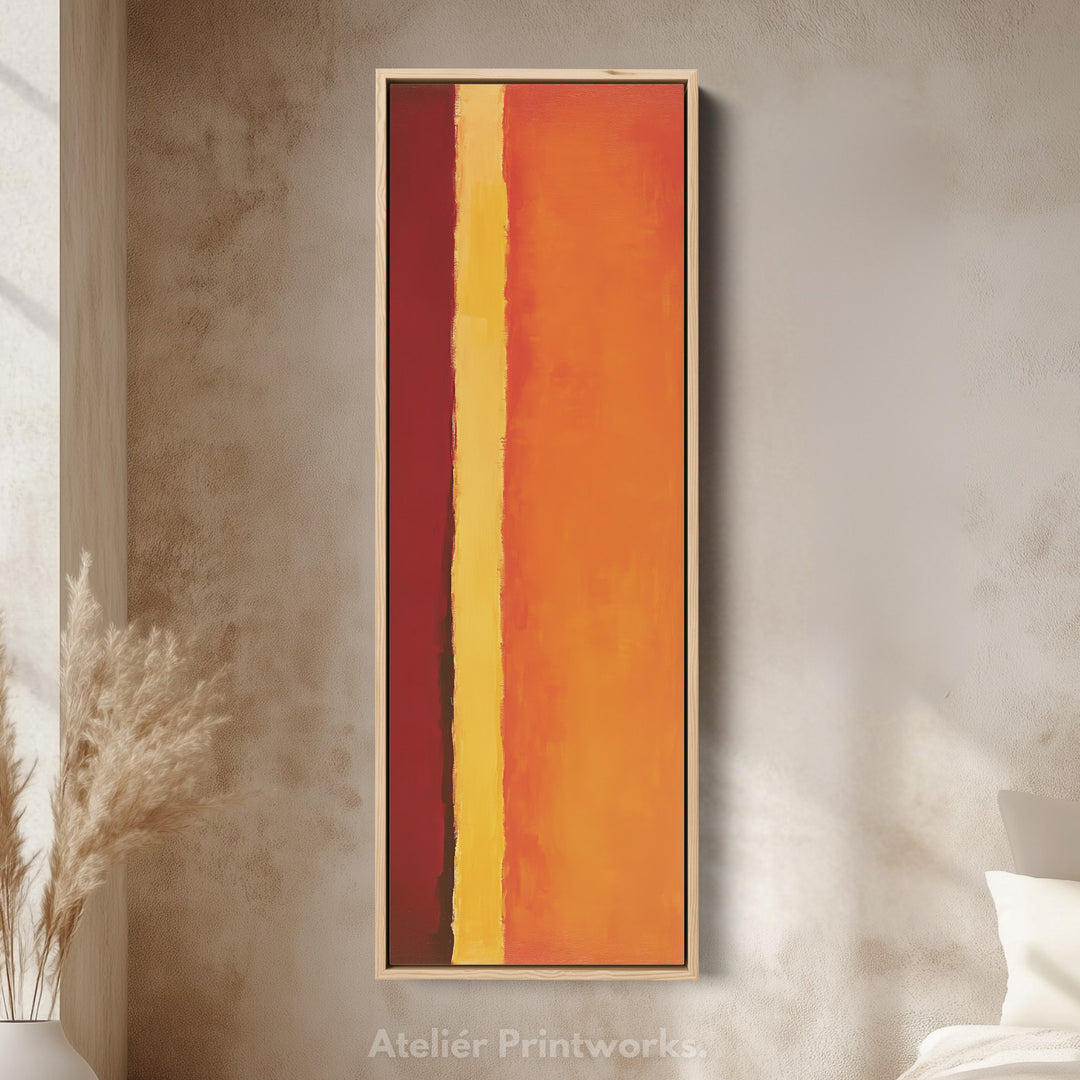Oranje abstract lang verticaal groot canvas wanddecoratie