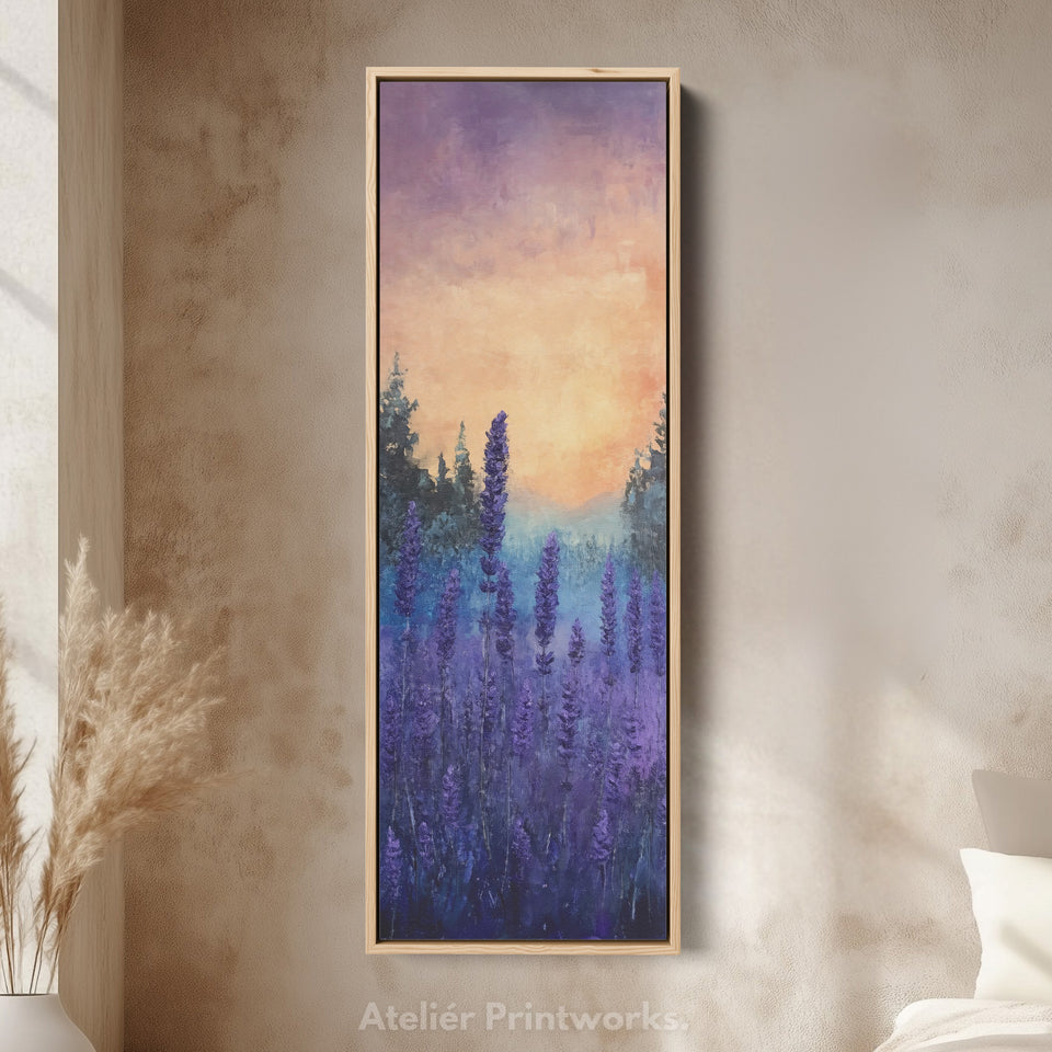 Décoration murale à cadre large - Tableau mural vertical étroit et allongé de couleur lavande
