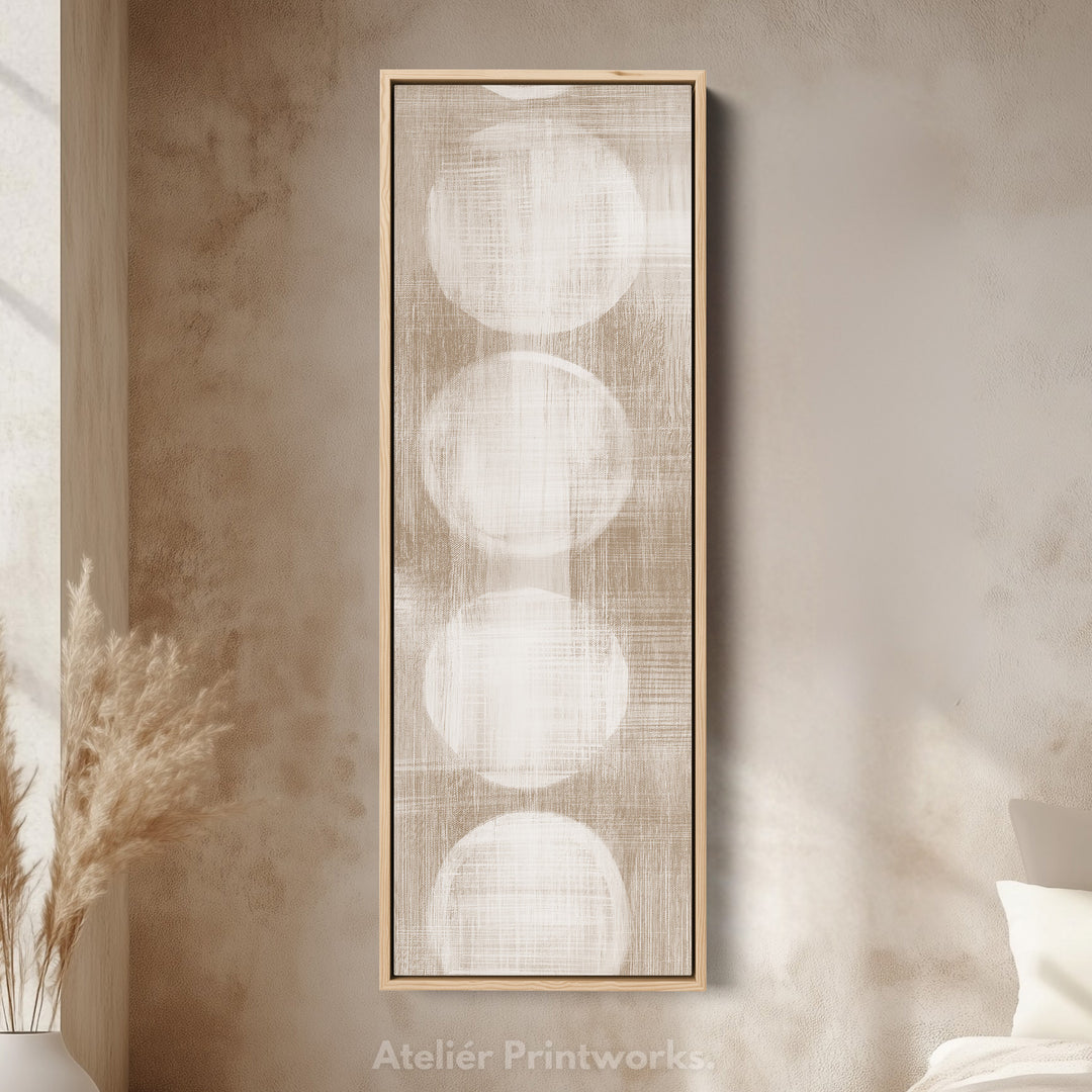 Minimalist Beige & White Abstract Vertical Wall Decor Large Framed Canvas