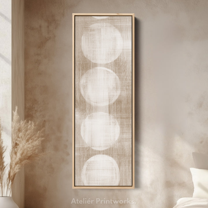 Minimalist Beige & White Abstract Vertical Wall Decor Large Framed Canvas