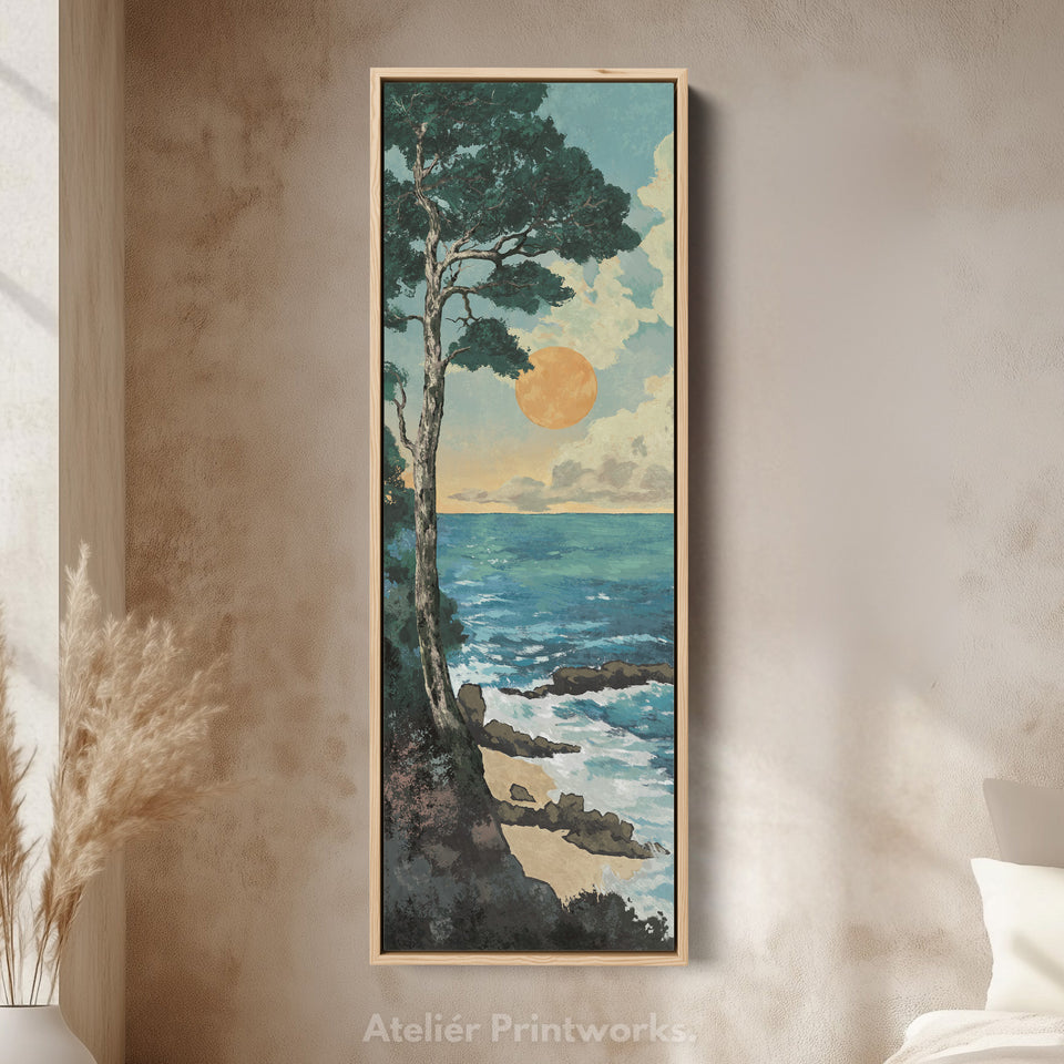 Coastal Big Framed Pictures Tall Narrow Vertical Wall Art