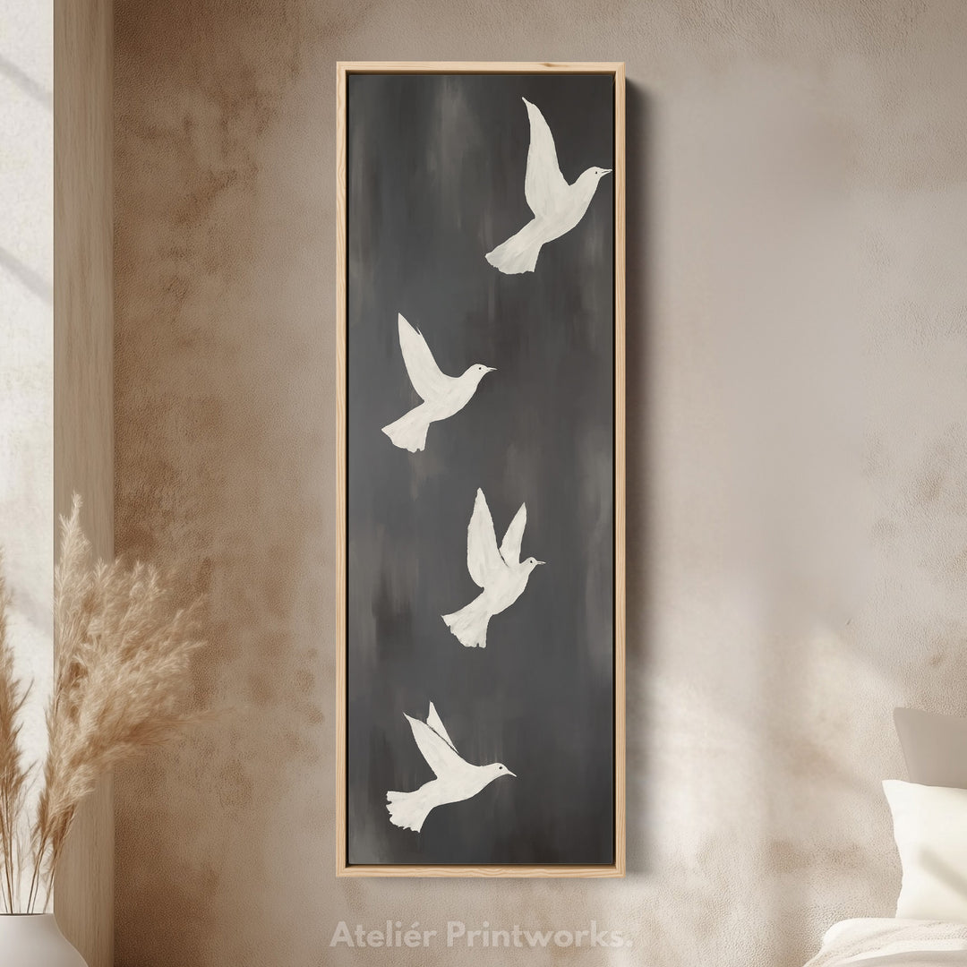 Minimalist Bird Large Painting Vertical Long Wall Art Large Canvas Decor