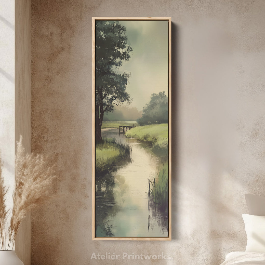 Large Long Vertical Wall Art Large Framed Canvas Tranquil River Picture