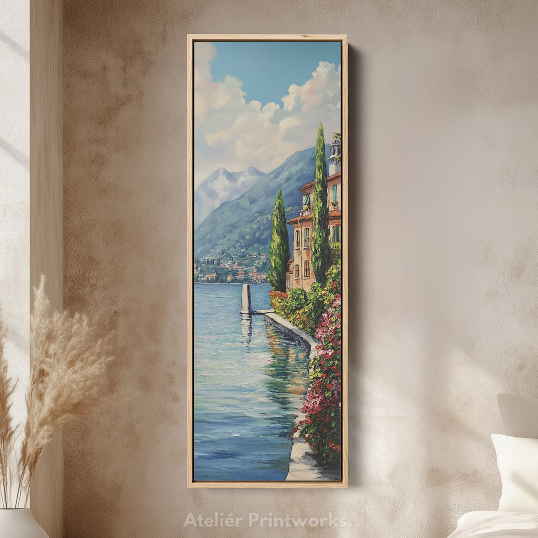 Lake Como Vertical Tall Wall Art Large Framed Canvas