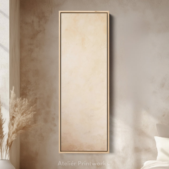 Art mural vertical abstrait beige - Décoration murale verticale haute, longue et étroite