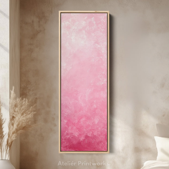 Abstract Pink Vertical Wall Art - Tall Long Narrow Vertical Wall Decor