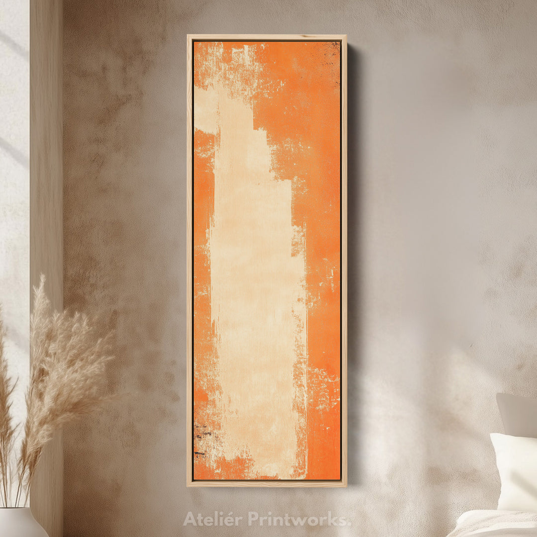 Abstract Orange Living Room Decor Vertical Wall Art - Tall Long Narrow Vertical