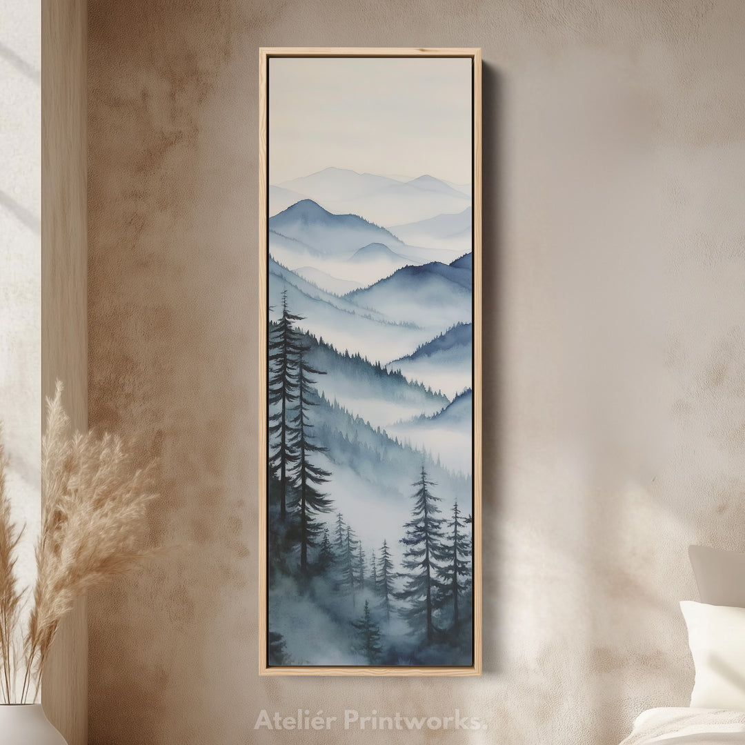 Watercolour Mountains Long Narrow Vertical Wall Art Large Canvas Wall Decor