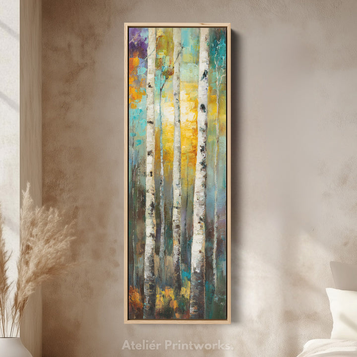 Birch Tree Long Narrow Vertical Wall Art Large Canvas Wall Decor