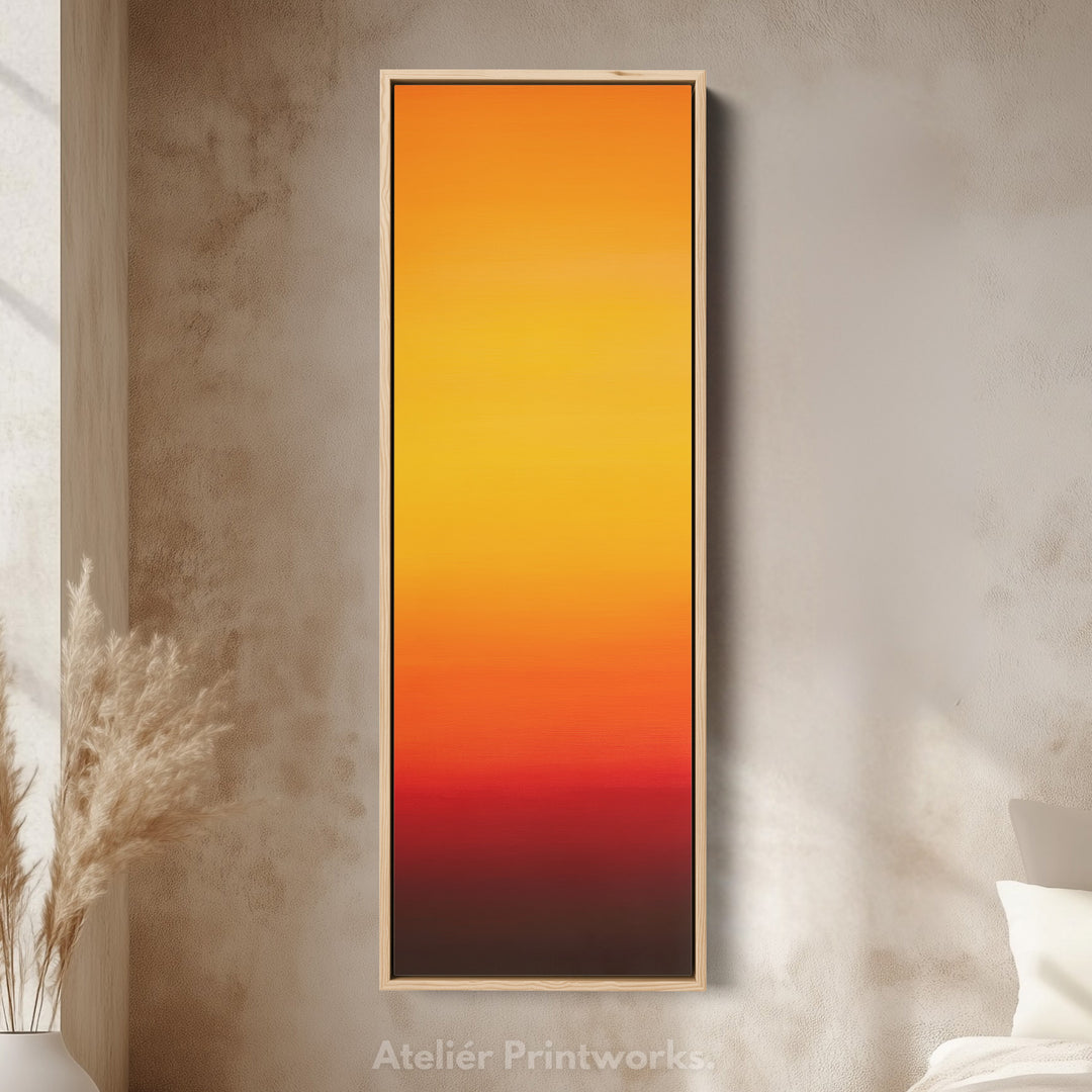 Minimalist Orange Living Room Decor Vertical Wall Art - Tall Long Narrow Vertical